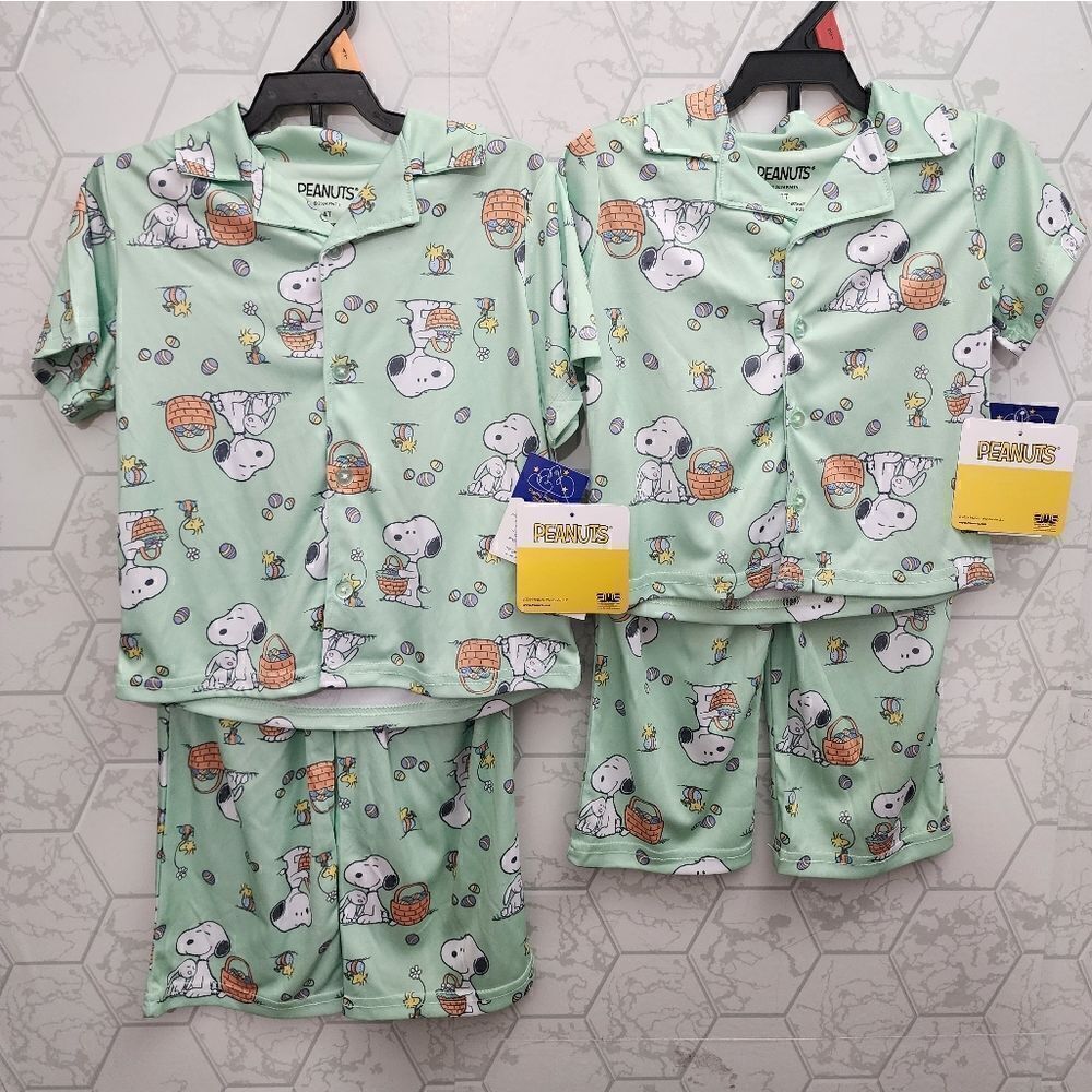 Nwt Family Look Peanuts Toddler Girls Easter Pajama Coat Sets Bundle, 2-Piece